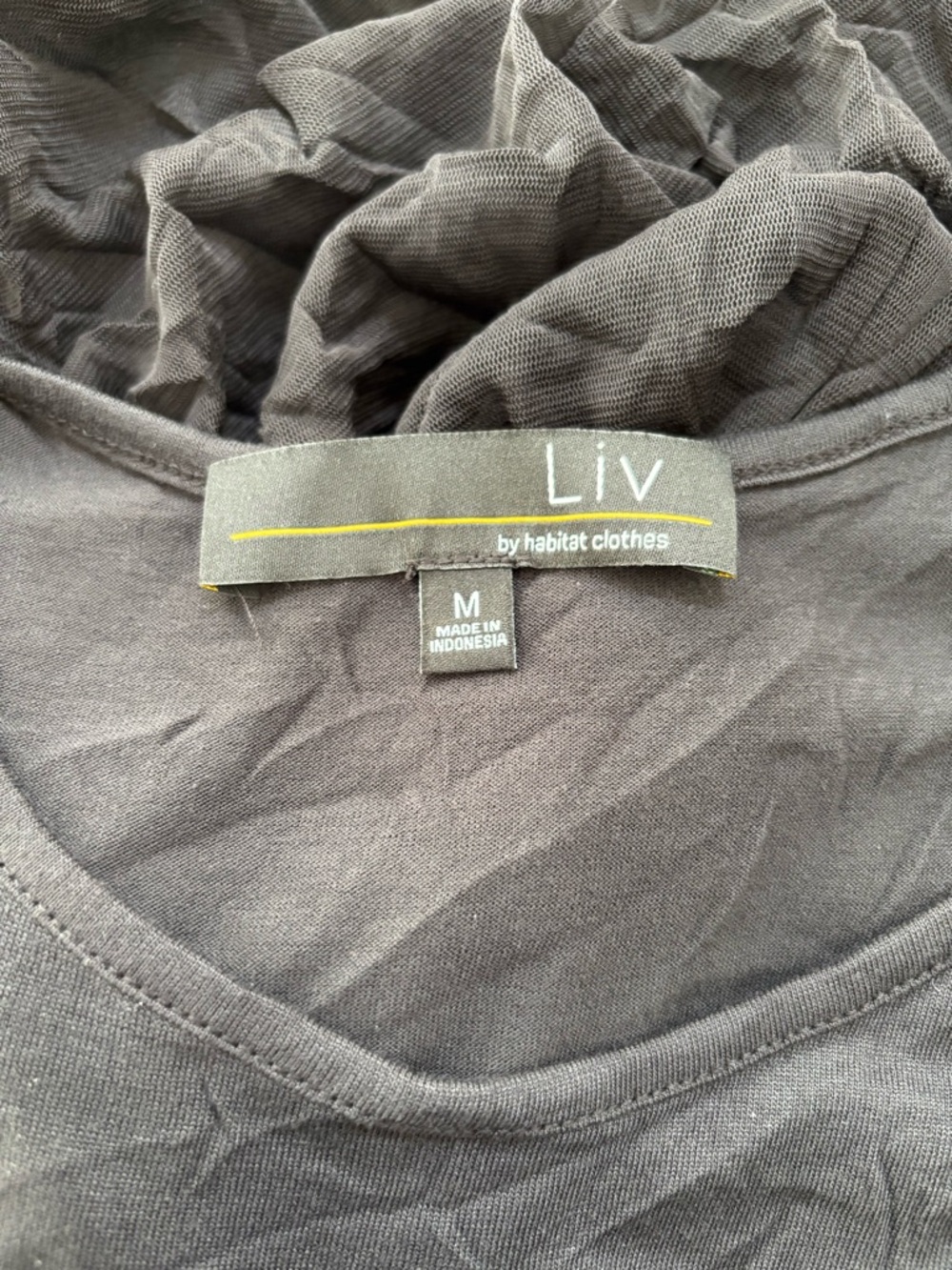 LIV By Habitat Black Crinkle Mesh Sleeveless Tank Dress NWOT Relaxed Lagenlook M - Picture 7 of 9